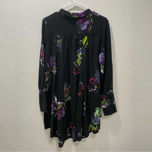Free People Medium Field of Butterflies Tunic Dress Top High Low Black - Picture 14 of 16